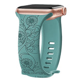 Laser Carved Embossed Brocade Sunflower Silicone Strap (Watch not Included)