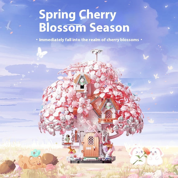 Cherry Blossom Season Assembled Building Block Model Ornaments
