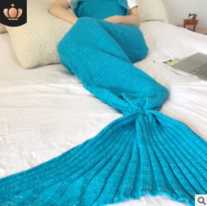 Hot Mermaid Blanket, Handmade Knitted Sleeping Wrap, TV Sofa Mermaid Tail Kids or Adults' Crocheted Bag Bedding Throws