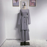 Fashionable Muslim Solid Color Outdoor Dress