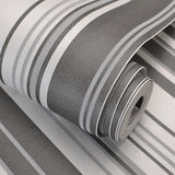 Black and White Vertical Stripe Non-woven Background Wall