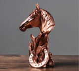 Bronze Horse Head Sculpture – Resin War Decor for Home & Office