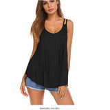 Casual U-neck Elegant Double Sling, Hollow Outfit Top T-shirt