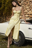 Fashion Suspender Gown for Women, Commuter Temperament, Solid Color, French, High-split Sexy Summer Dresses