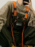 Women’s Casual Cargo Overalls – Loose Fit Straight Suspender Pants