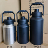 Large Capacity Sports Outdoor Handheld Double Deck Tumbler, Premium Quality Metal Kettle