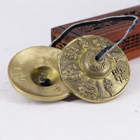 Percussion Instrument, Indian Tibetan Pure Copper Clip Bell, Handmade Finger Cymbals