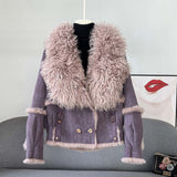 Fur Integrated Short Chic, New Sheepskin Collar Rabbit Fur Warm Coat