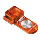 Solid Wood Cigar Ashtray with Storage Drawer & Whiskey Tray