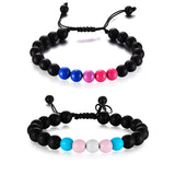 Acrylic Black Agate Beaded Bracelet for Men & Women – Friendship Style