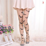 Velvet Cartoon Tattoo Print Stockings – Fashion Sheer Pattern Tights