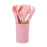 12-piece Non-stick Silicone Kitchenware Set with Wooden Handles