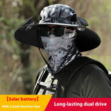 Solar Powered Wide Brim Sun Hat with Cooling Fan – USB Rechargeable Outdoor Fishing & Hiking Cap