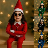 Fashion Ozzy Christmas Elf Doll – Musical Plush Ornament, Classic Sitting Posture for Xmas Tree Decoration
