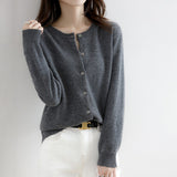 New Thin Round Neck Cardigan Sweater, Short Outer Tops