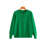 New Thin Round Neck Cardigan Sweater, Short Outer Tops