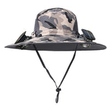 Solar Powered Wide Brim Sun Hat with Cooling Fan – USB Rechargeable Outdoor Fishing & Hiking Cap