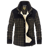 Winter Men's Thicken Warm Fleece Coats, Pure Cotton Plaid Jacket Military Style Fancy Clothing