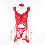 Lace Bow Decorative Lingerie Set – Hoop Stitching Crafted Suit