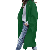 Casual Long Jacket with Pockets, Solid Color Single Breasted Lapel Woolen Coat for Women, Warm Winter Clothing