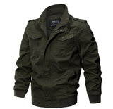 Plus Size Bomber Military Jacket, Men's Autumn Winter Outwear, Casual Cotton Washed Coat, Army Flight Tactical Blazer