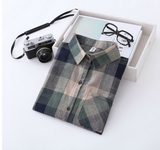 Girls' Cotton Blouses Long Sleeve Plaid Shirt