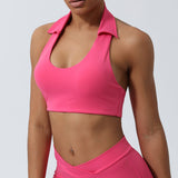 Women's Solid Color Lapel Halter Yoga Vest