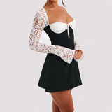 Fashionable Lace Corset, Long Sleeve Dress, Y2K Short Frock