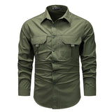 Men’s Retro Workwear Long-sleeve Casual Overshirt for Spring