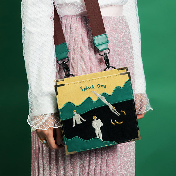 Vintage Velvet Canvas Embroidery Vintage Messenger Bag, Women in the 90s - Series of one Day