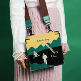 Vintage Velvet Canvas Embroidery Vintage Messenger Bag, Women in the 90s - Series of one Day