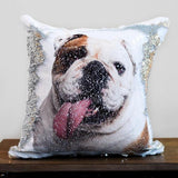 Custom Photo Cushion Cover, DIY Personalized Sequin Luminous Pillowcase, Room Decoration