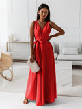 Women's Clothing, Solid Color V-neck Formal Dress