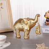 Gold Elephant Cradle Ornament, Resin Home Decorations
