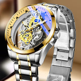 Gold Skeleton Vintage Automatic Quartz Men's Watches, Top Brand Luxury Tool