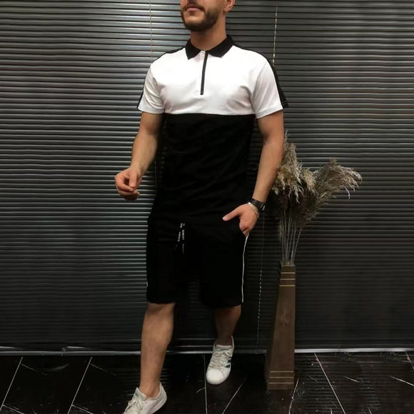 New Men's Suit, Lapel Shirt and Shorts Casual Dress