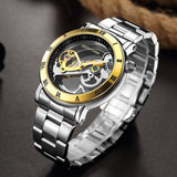 Stainless Steel Band, 3D Skeleton Automatic Mechanical Men’s Watch