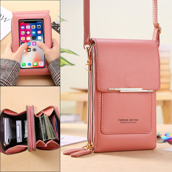 Touch Screen Mobile Phone Bag, Small Crossbody Shoulder Bags, Women's Long Wallet