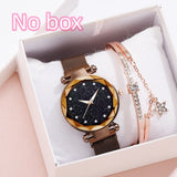 Luxury Women's Watches Bracelet Set, Elegant Magnet Buckle Ladies' Starry Sky Relogio Clocks