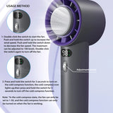 Portable Handheld Turbo Fan, Cooling Semiconductor Refrigeration, 3000mAh Battery Wind Speeds, Adjustable Mini Personal Equipment