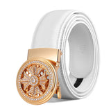 Men's Rotating Automatic Buckle Belt, 3.5 cm Wide Crystal Diamond Design