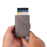 Retro PU Coin Purse Aluminum Alloy Wallet Men's RFID Anti-theft Metal Card Holder