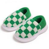 Velvet plus Thick Cotton Mop, Checkerboard Homewear Shoes