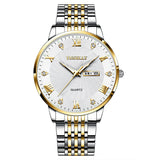 Men's Steel Belt Double Calendar, Waterproof Luminous Quartz Watch