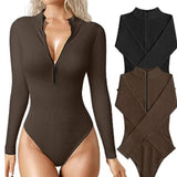 Fashion Long Sleeve Jumpsuit, Seamless Slimming Shapewear for Women's Romper