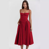 European and American Elegant Palace Style, New Low-cut Suspender, Large Swing Dress for Women