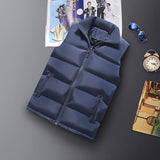 Plus Size Trendy Vest, Men's Warm Puffer, No-sleeves Jacket