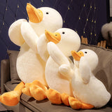 Lying Big, White Duck, Feather Plush Toy, Soft and Adorable Pillow