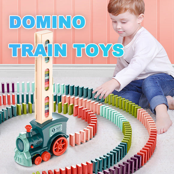 Domino Train Toy – Baby Car Puzzle with Automatic Release, Electric Building Blocks Train