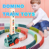 Domino Train Toy – Baby Car Puzzle with Automatic Release, Electric Building Blocks Train